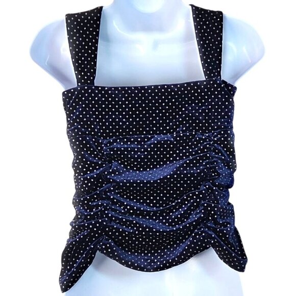 Sugarlips XL Nelly Dot Velvet Blythe Sleeveless Cocktail Top in Navy Blue Velvet - Picture 2 of 7